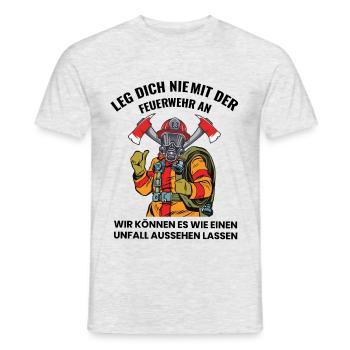 Firefighter Fire Brigade Slogan - Men's T-Shirt - heather grey - Front - AI Model Male 178 dark (178cm)