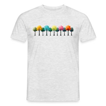 Bunter Wald Bäume Baum bunt - Männer T-Shirt - Grau meliert - Vorne - AI Model Male 178 dark (178cm)