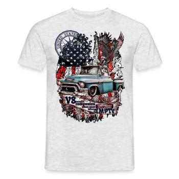 Legendary V8 truck on American flag eagle - Men's T-Shirt - heather grey - Front - AI Model Male 178 dark (178cm)