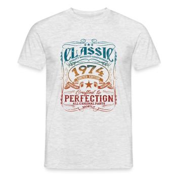 Millésime 1974 Année de construction 74 – 74 Classic Lustig - T-shirt homme - gris chiné - Devant - AI Model Male 178 dark (178cm)