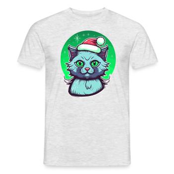 Stunning kitten wearing Santa Claus hat - Men's T-Shirt - heather grey - Front - AI Model Male 178 dark (178cm)