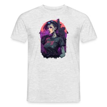 Stunning punk Girl for Science Fiction Lovers - Men's T-Shirt - heather grey - Front - AI Model Male 178 dark (178cm)
