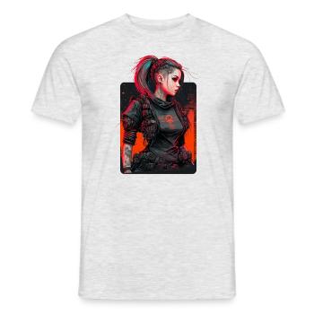 Trendiges Gemälde einer Punk-Frau - Männer T-Shirt - Grau meliert - Vorne - AI Model Male 178 dark (178cm)