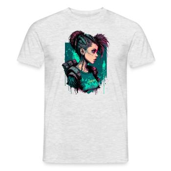 Stunning punk Girl for Video Game Fans - Men's T-Shirt - heather grey - Front - AI Model Male 178 dark (178cm)