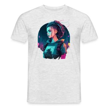 Coole futuristische Dame für epische Figur. - Männer T-Shirt - Grau meliert - Vorne - AI Model Male 178 dark (178cm)