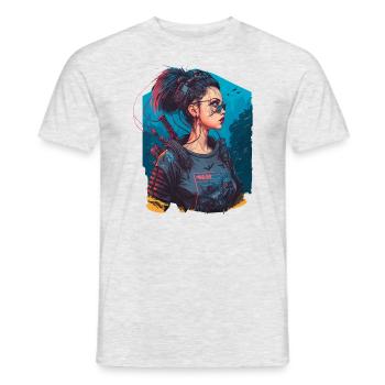 Design époustouflant d’une belle fille futuriste - T-shirt homme - gris chiné - Devant - AI Model Male 178 dark (178cm)