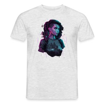 Design époustouflant d’une belle fille futuriste - T-shirt homme - gris chiné - Devant - AI Model Male 178 dark (178cm)