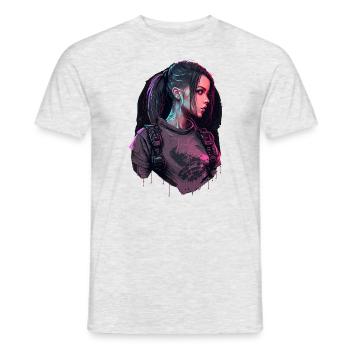 Amazing Painting Of A Fearless Lady - Men's T-Shirt - heather grey - Front - AI Model Male 178 dark (178cm)