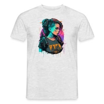 Fearsome Punk Girl the ideal gift for Tech nerds - Men's T-Shirt - heather grey - Front - AI Model Male 178 dark (178cm)