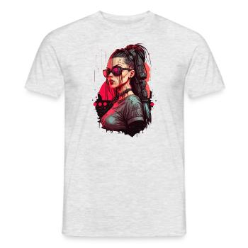 Magnifique œuvre d’art d’une femme futuriste - T-shirt homme - gris chiné - Devant - AI Model Male 178 dark (178cm)