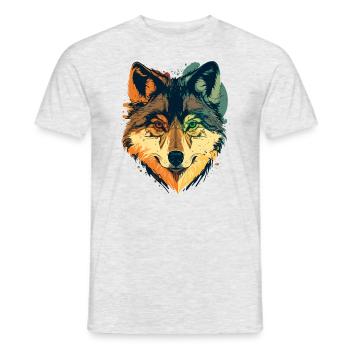 Ein Wolfskunstwerk als perfektes Geburtstagsgeschenk - Männer T-Shirt - Grau meliert - Vorne - AI Model Male 178 dark (178cm)