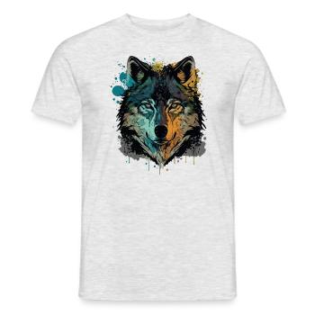Merveilleux dessin d’une tête de loup - T-shirt homme - gris chiné - Devant - AI Model Male 178 dark (178cm)