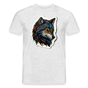 Digital Painting of a Wolf Head - Men's T-Shirt - heather grey - Front - AI Model Male 178 dark (178cm)