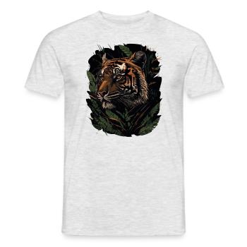 Tigre tapi dans la jungle - T-shirt homme - gris chiné - Devant - AI Model Male 178 dark (178cm)