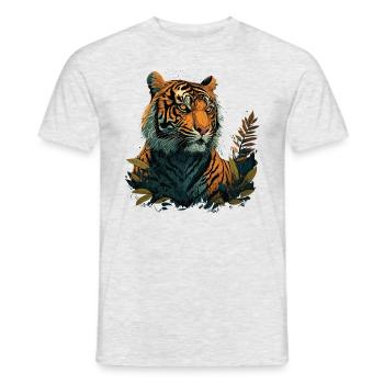 Tiger auf der Suche nach Beute - Männer T-Shirt - Grau meliert - Vorne - AI Model Male 178 dark (178cm)