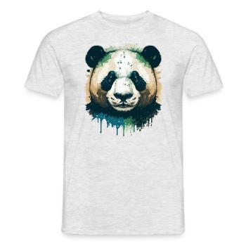 Panda Ink Illustration - Men's T-Shirt - heather grey - Front - AI Model Male 178 dark (178cm)