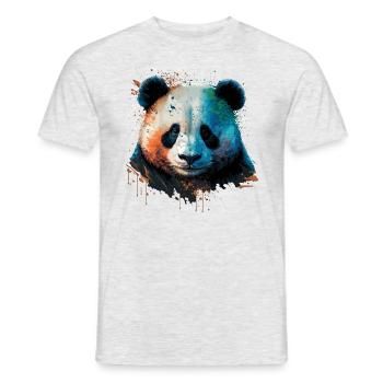 Bunte Panda Illustration - Männer T-Shirt - Grau meliert - Vorne - AI Model Male 178 dark (178cm)
