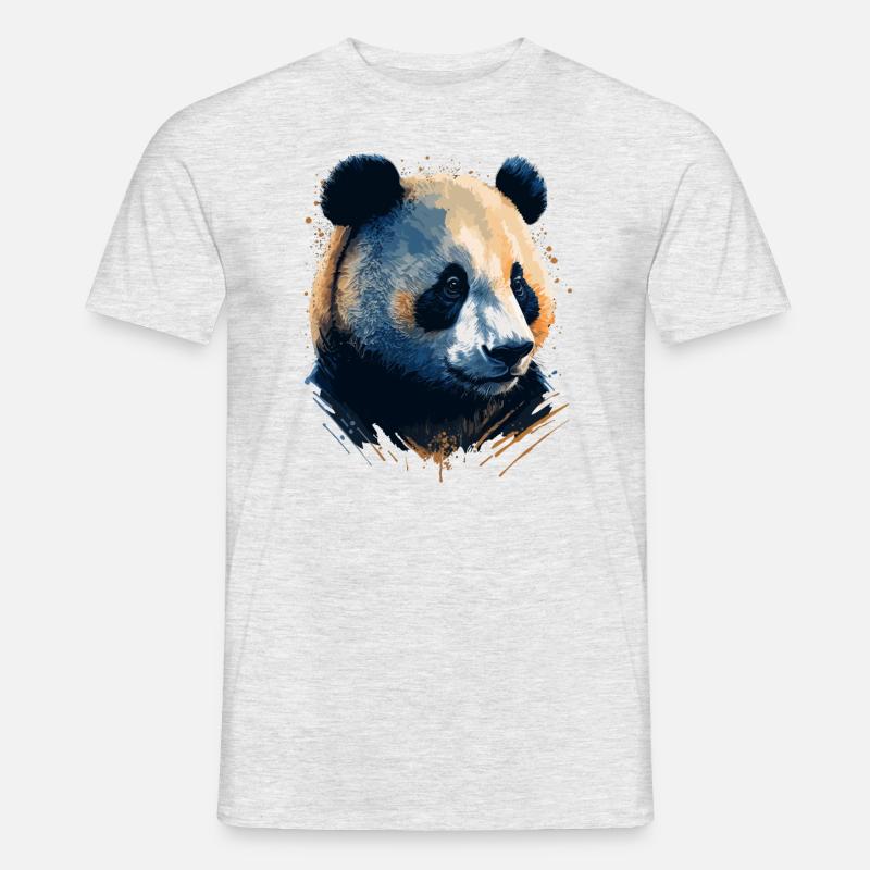 Panda Bär Geschenkidee - Männer T-Shirt - Grau meliert
