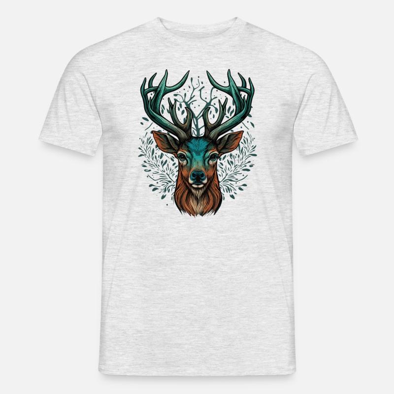 Hirschkopf - Männer T-Shirt - Grau meliert