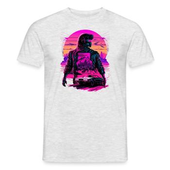 Futuristic Synthwave - Men's T-Shirt - heather grey - Front - AI Model Male 178 dark (178cm)