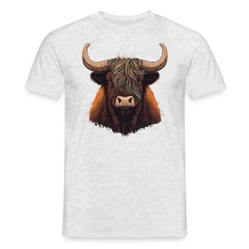 Illustration de Yak Head - T-shirt homme - gris chiné - Devant - AI Model Male 178 dark (178cm)