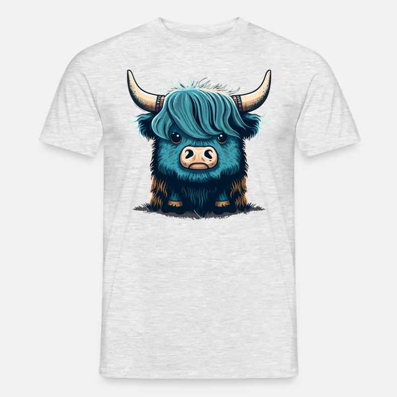 Nette Yak-Illustration - Männer T-Shirt - Grau meliert