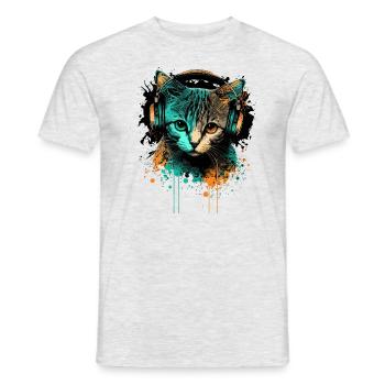 Music Kitten - Men's T-Shirt - heather grey - Front - AI Model Male 178 dark (178cm)