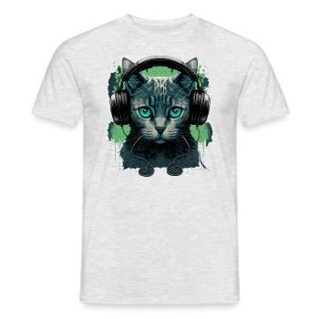 Les chats et la musique - T-shirt homme - gris chiné - Devant - AI Model Male 178 dark (178cm)