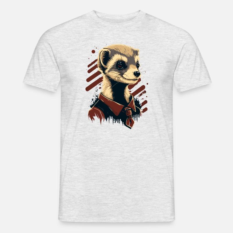 Frettchen mit Krawatte - Männer T-Shirt - Grau meliert