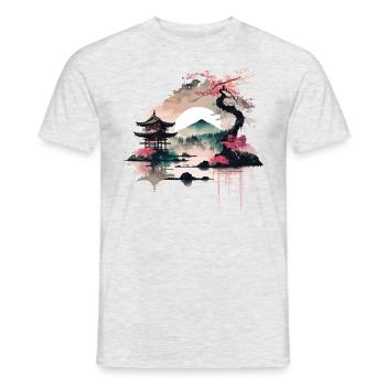 Japanischer Sonnenaufgang - Männer T-Shirt - Grau meliert - Vorne - AI Model Male 178 dark (178cm)