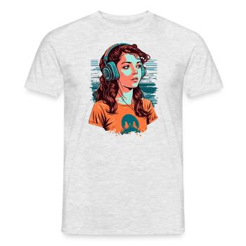 Lo-Fi Mädchen - Männer T-Shirt - Grau meliert - Vorne - AI Model Male 178 dark (178cm)