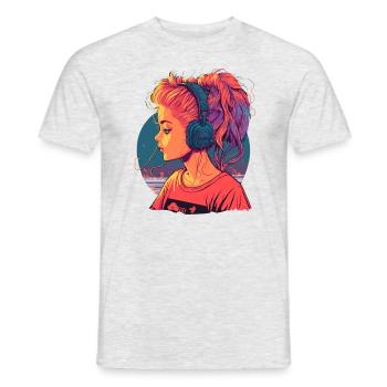 Belle fille d’anime - T-shirt homme - gris chiné - Devant - AI Model Male 178 dark (178cm)