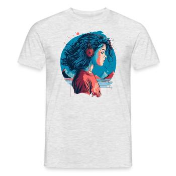 Vintage Lo-Fi Mädchen - Männer T-Shirt - Grau meliert - Vorne - AI Model Male 178 dark (178cm)
