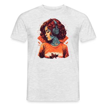 Study Girl hört Lo-Fi-Musik - Männer T-Shirt - Grau meliert - Vorne - AI Model Male 178 dark (178cm)