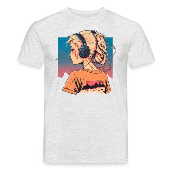 Vaporwave Anime Girl - T-shirt homme - gris chiné - Devant - AI Model Male 178 dark (178cm)