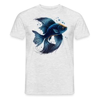 Poisson bleu - T-shirt homme - gris chiné - Devant - AI Model Male 178 dark (178cm)
