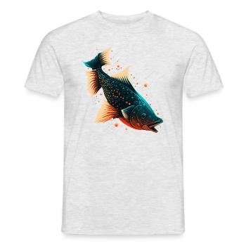 Fisch Liebe - Männer T-Shirt - Grau meliert - Vorne - AI Model Male 178 dark (178cm)