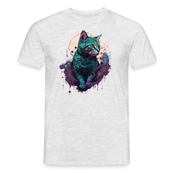 Geschnittene Katze - Männer T-Shirt - Grau meliert - Vorne - AI Model Male 178 dark (178cm)