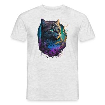 Festival Cat - Men's T-Shirt - heather grey - Front - AI Model Male 178 dark (178cm)