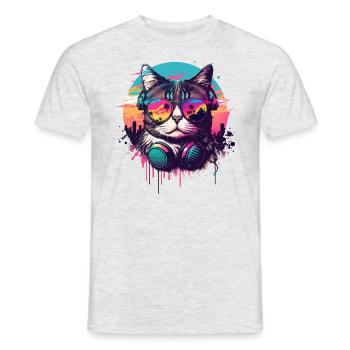 Miami Beach Cat - Men's T-Shirt - heather grey - Front - AI Model Male 178 dark (178cm)