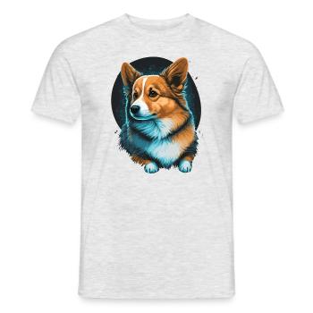 Glowing Background Corgi - Men's T-Shirt - heather grey - Front - AI Model Male 178 dark (178cm)