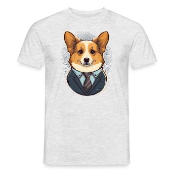 Cute Corgi Illustration - Men's T-Shirt - heather grey - Front - AI Model Male 178 dark (178cm)