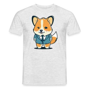 Cartoon Corgi Hund - Männer T-Shirt - Grau meliert - Vorne - AI Model Male 178 dark (178cm)