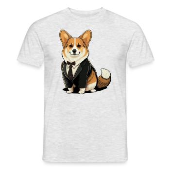 Corgi in Tuxedo Suit - Men's T-Shirt - heather grey - Front - AI Model Male 178 dark (178cm)