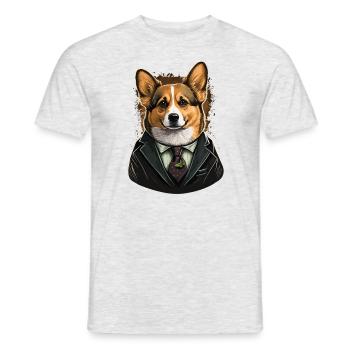 Corgi en costume de détective - T-shirt homme - gris chiné - Devant - AI Model Male 178 dark (178cm)