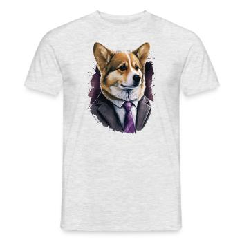 Fasionable eleganter Corgi - Männer T-Shirt - Grau meliert - Vorne - AI Model Male 178 dark (178cm)