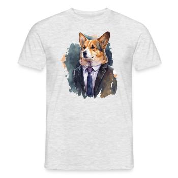 Edle Looks Corgi - Männer T-Shirt - Grau meliert - Vorne - AI Model Male 178 dark (178cm)
