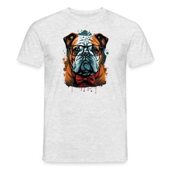 Smarte Bulldogge mit Fliege - Männer T-Shirt - Grau meliert - Vorne - AI Model Male 178 dark (178cm)