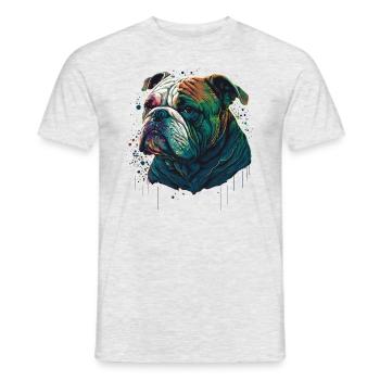 Bouledogue peint - T-shirt homme - gris chiné - Devant - AI Model Male 178 dark (178cm)