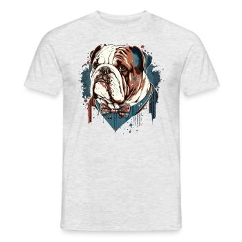 Bulldogge mit niedlicher Fliege - Männer T-Shirt - Grau meliert - Vorne - AI Model Male 178 dark (178cm)